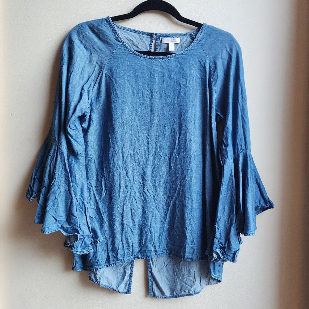 LC Lauren Conrad Denim Three Quarter Sleeve Blouse Size Small